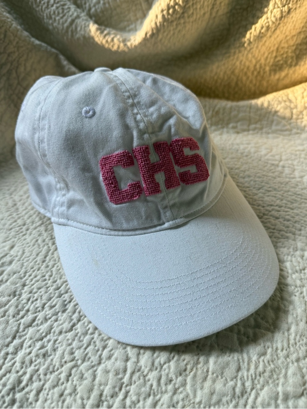 Smathers & Branson CHS Charleston Needlepoint White Baseball Hat Pink